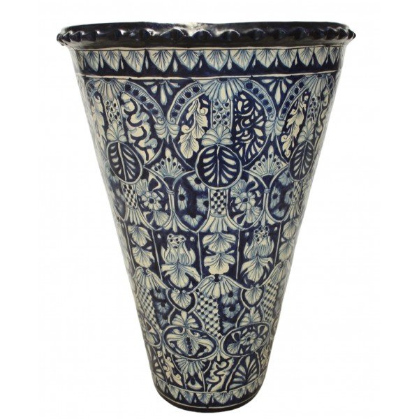 Mexican Talavera Planter Round HUGE Planter - Talavereado Azul1